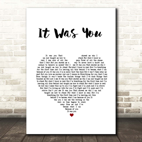 12 Stones It Was You White Heart Song Lyric Print